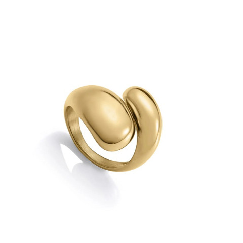 ANILLO ACERO DORADO VOLUMEN