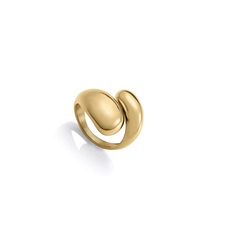 ANILLO ACERO DORADO VOLUMEN