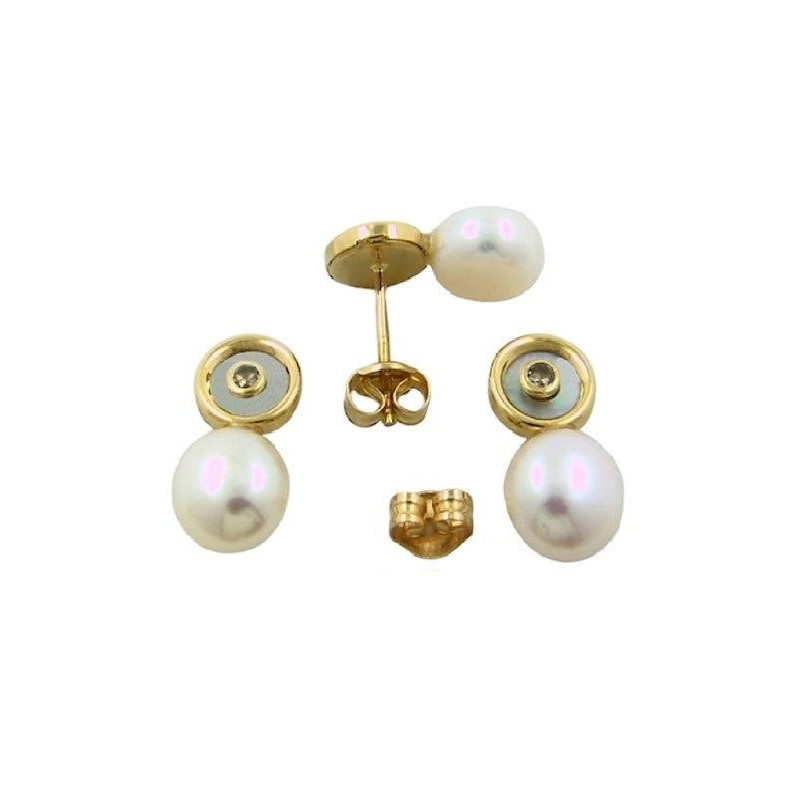 PENDIENTE PERLA /NACAR ORO 