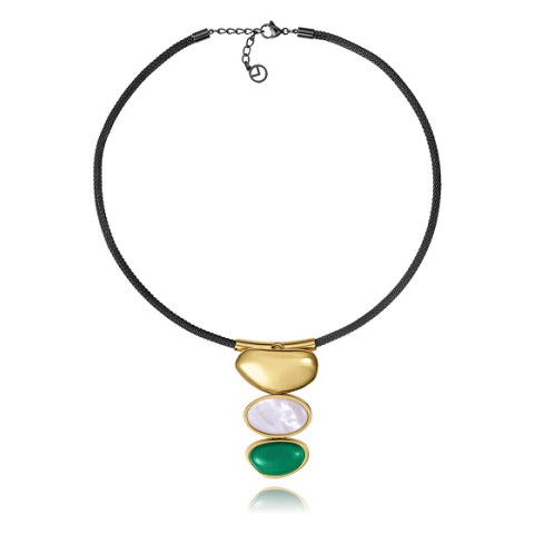 COLLAR ACERO IP PIEDRA NATURAL