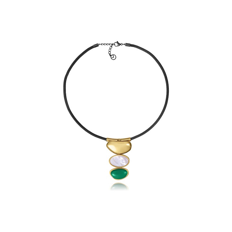 COLLAR ACERO IP PIEDRA NATURAL