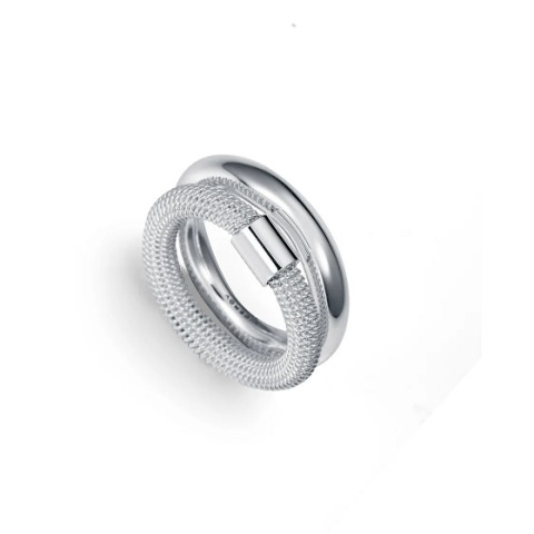 ANILLO ACERO CHAPADO EN PLATA