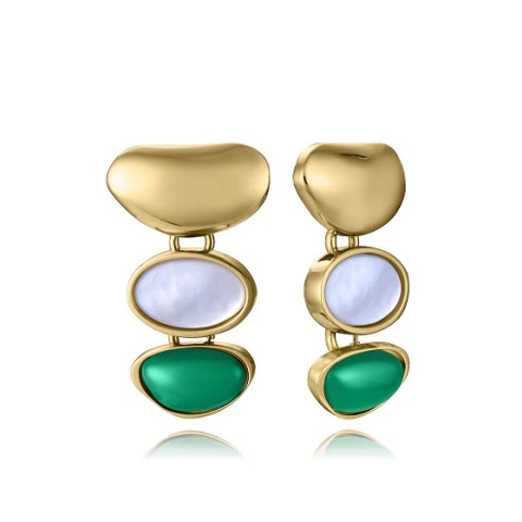 PENDIENTES ACERO PIEDRA NATURAL