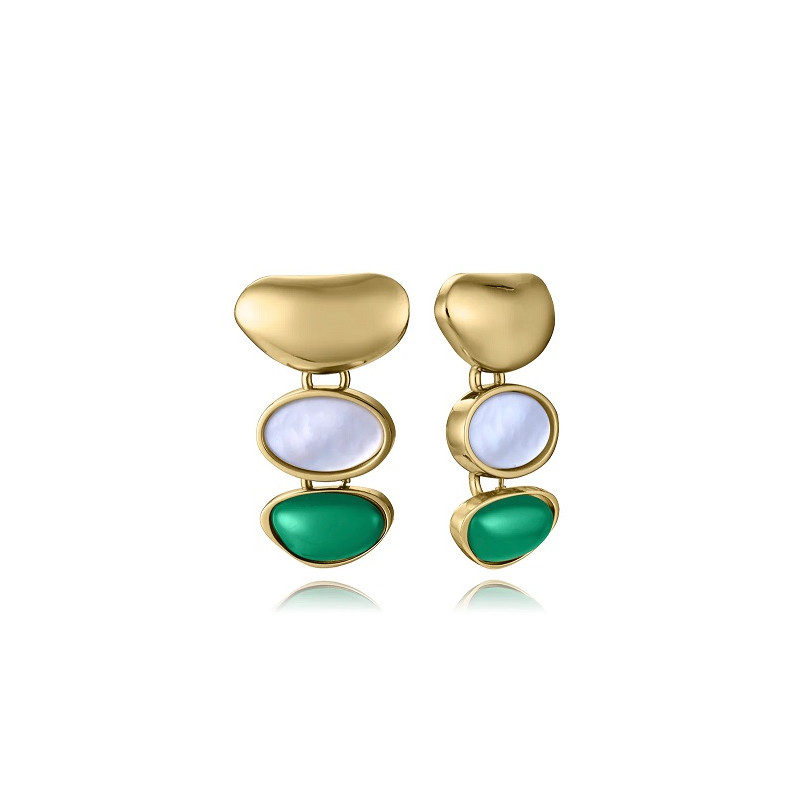 PENDIENTES ACERO PIEDRA NATURAL