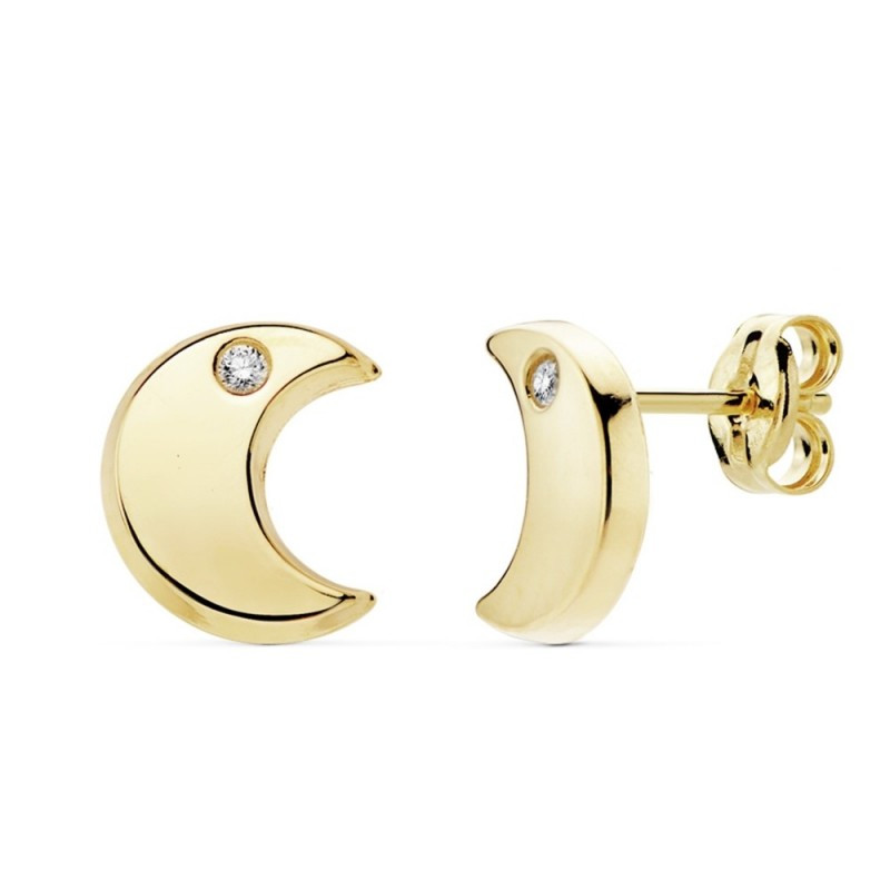PENDIENTE LUNA ORO 1 LEY CIRCONITA