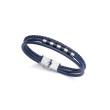 PULSERA ACERO PIEL AZUL