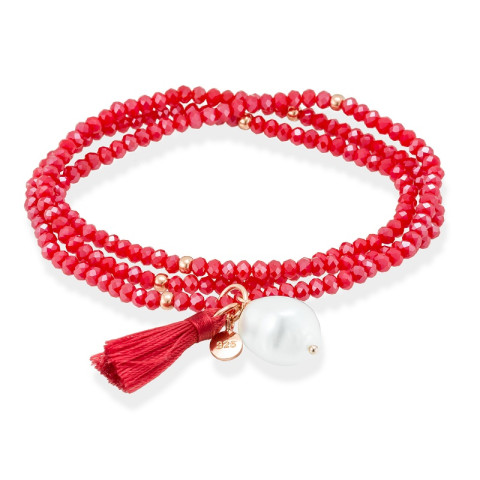 PULSERA ZEN CORAL Y PERLA