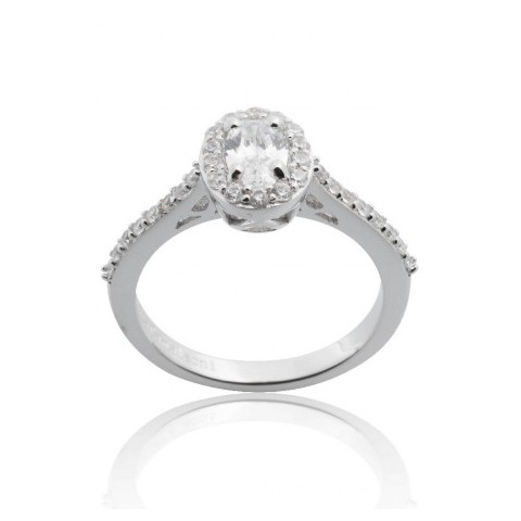 ANILLO PLATA 1 LEY OVAL 42 EN ACERO Y BRAZO