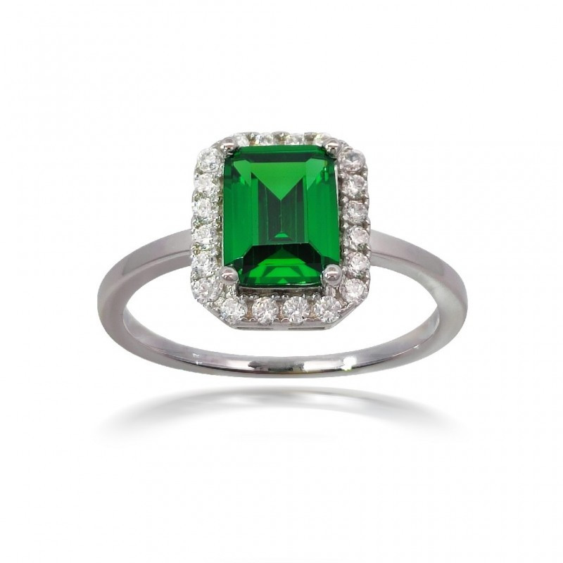 ANILLO PLATA 1 LEY TALLA ESMERALDA