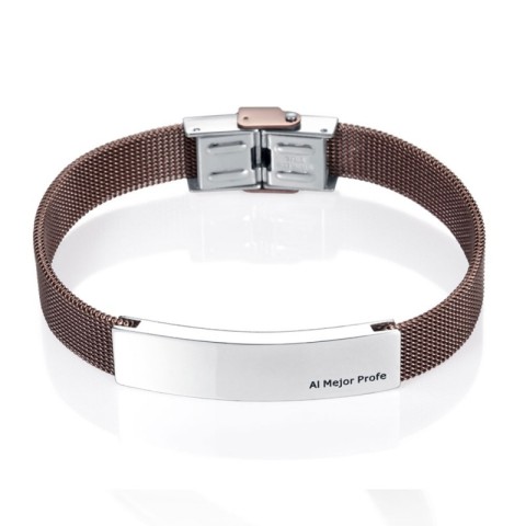 PULSERA ACERO IP MARRON PROFESOR