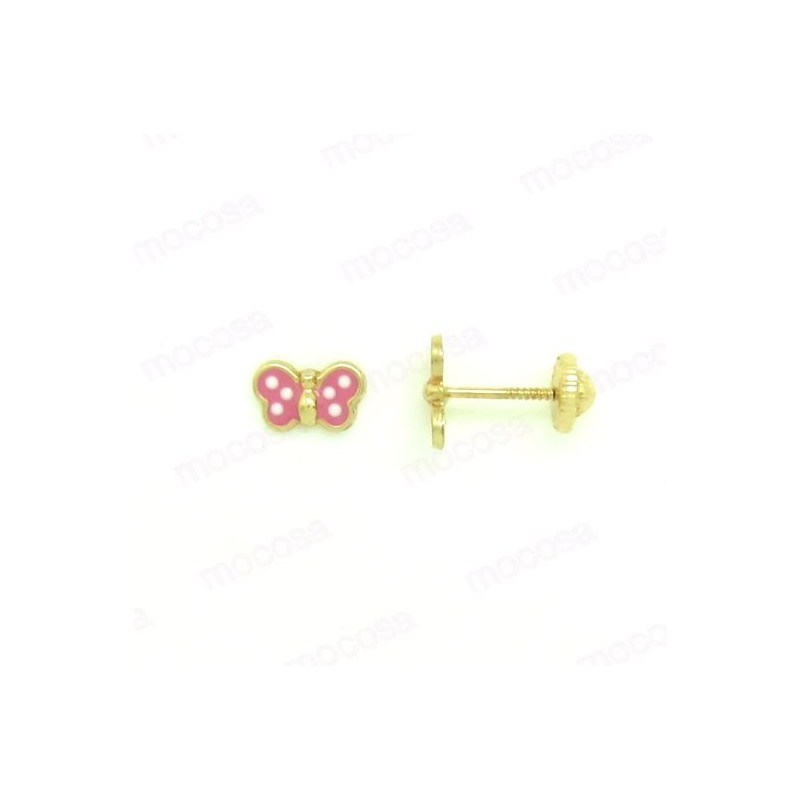 PENDIENTE MARIPOSA ESMALTE ORO 1 LEY