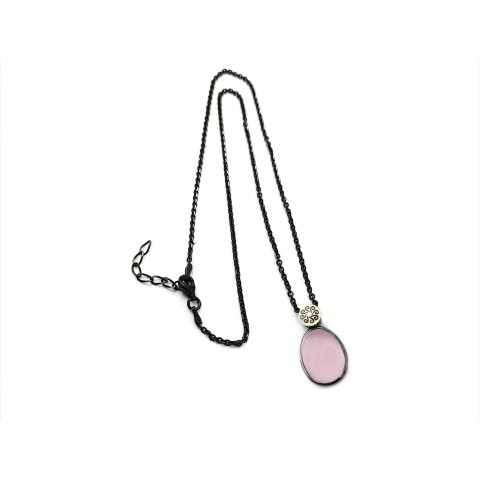 COLGANTE PLATA Y ORO CUARZO ROSA