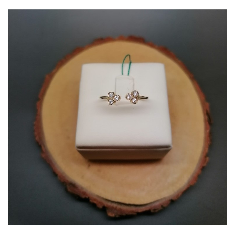 ANILLO BRILLANTES TREBOL ORO 1 LEY