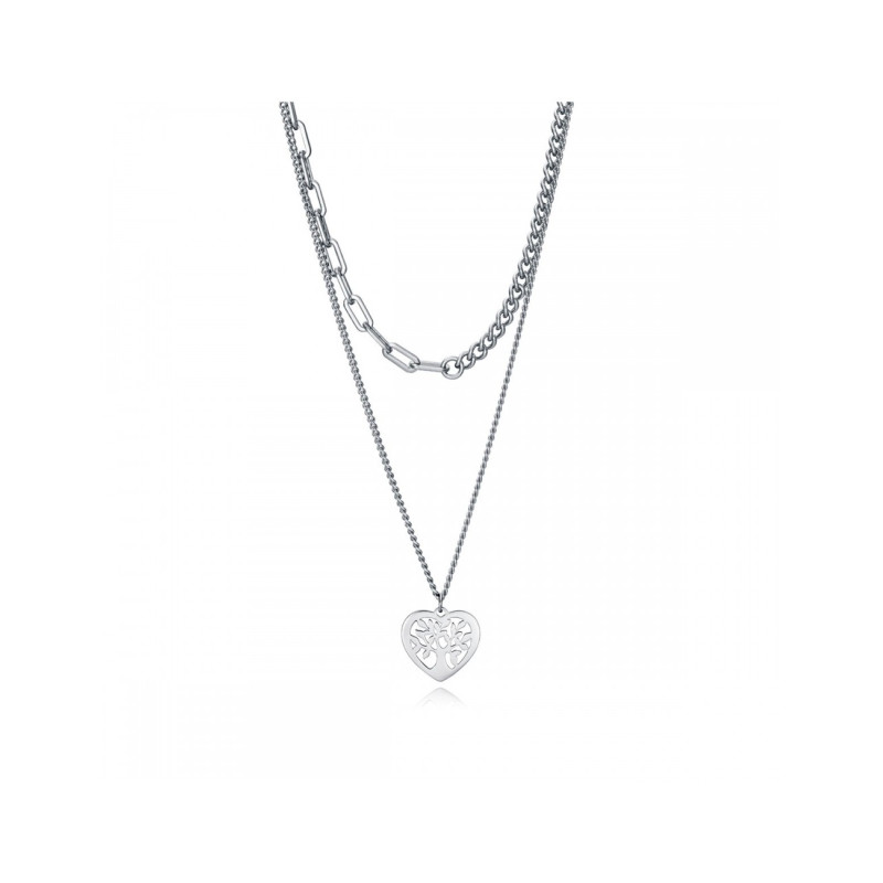 COLLAR DE ACERO CADENAS CON CORAZON